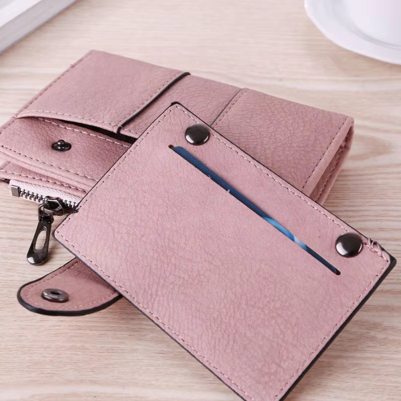 Women Wallet Simple Retro Rivets Short Wallet Coin Purse Card Holders Handbag for Girls Purse Small Wallet Ladies Bolsa Feminina